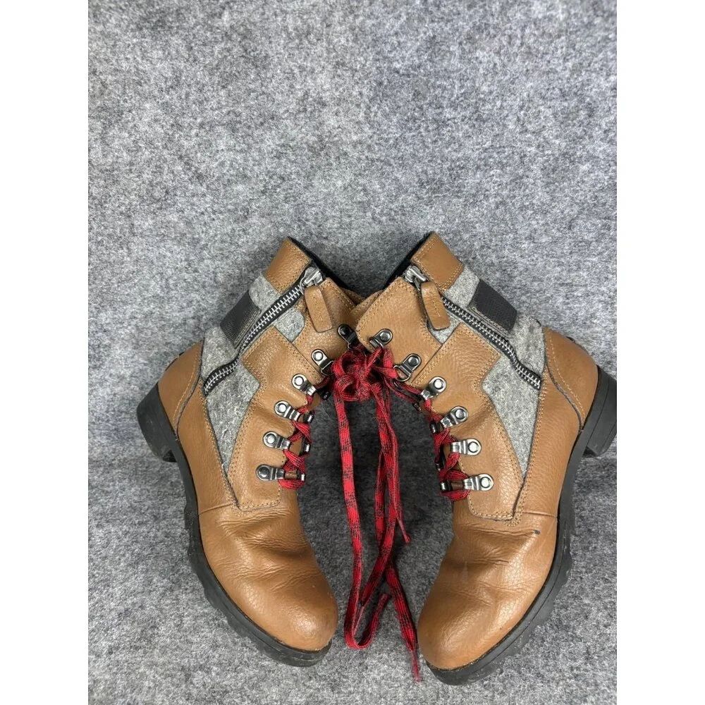 Sorel Boots‎ Youth Size 5 Brown Leather Felt Waterproof Lace Up Zip NY1942-224